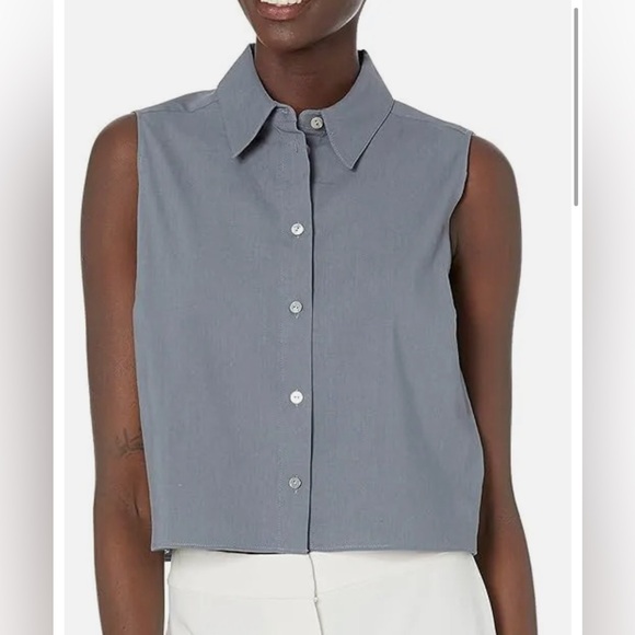 NWOT Theory Shrunken Shirt in Crunch Linen - Picture 2 of 7